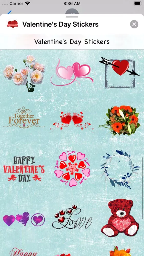 Tangkapan layar Valentines Sticker Collection