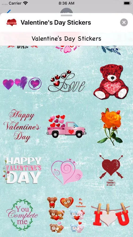 Tangkapan layar Valentines Sticker Collection