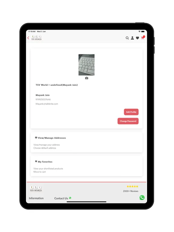 Ảnh chụp màn hình của TSV World iPad 