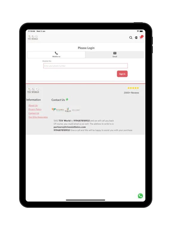 Ảnh chụp màn hình của TSV World iPad 