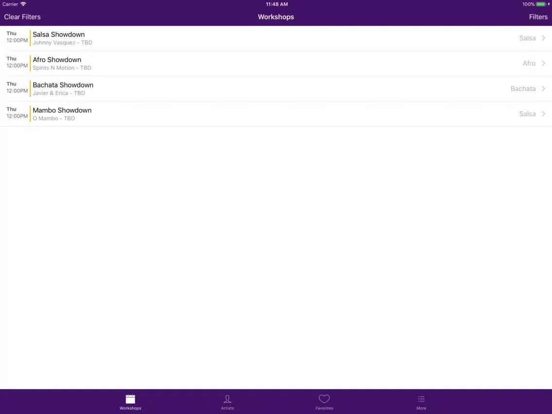 Tangkapan layar Atlanta Salsa Bachata Festival iPad 