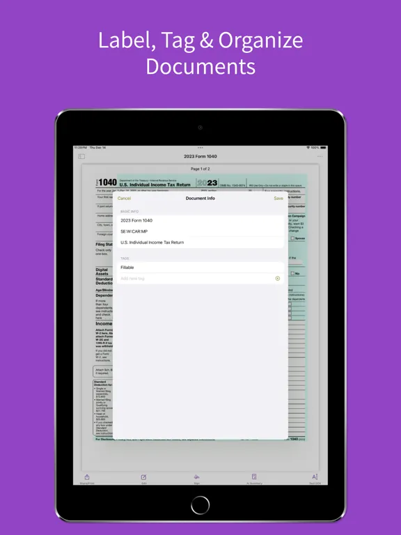 Capturas de tela do SimpleScan PDF Contract Scan iPad 