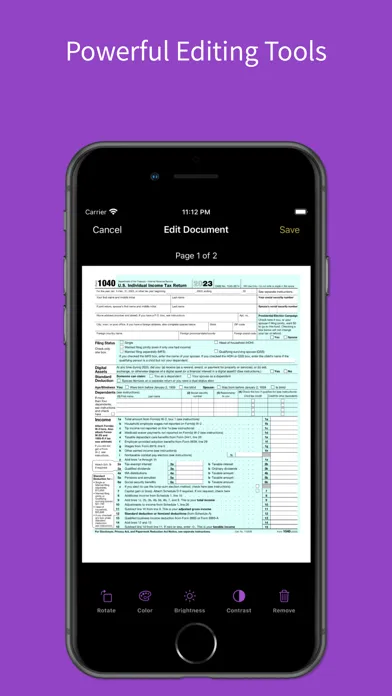 Capturas de tela do SimpleScan PDF Contract Scan