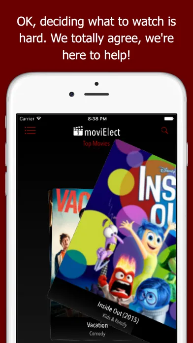 Capturas de tela do moviElect - Decide Which iTunes Movie or Rental to Watch for TV & Mobile