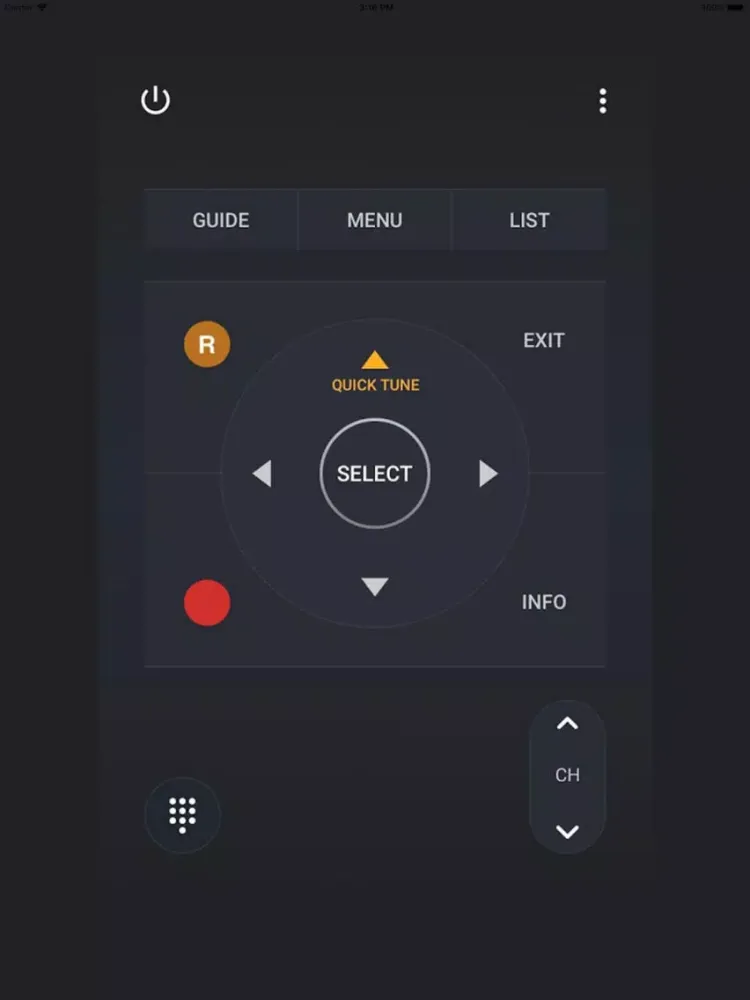 Ảnh chụp màn hình của Remote Control for DIRECTV PRO iPad 
