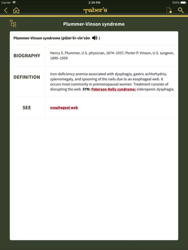 Capturas de tela do Taber's Medical Dictionary 23 iPad 
