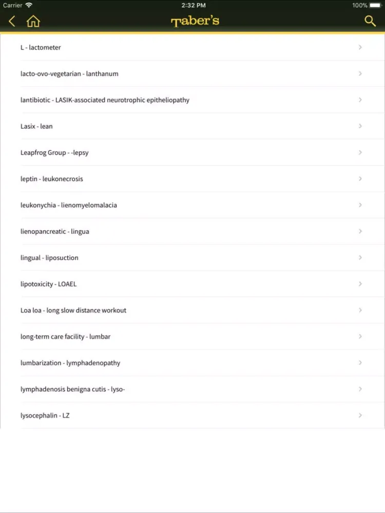 Capturas de tela do Taber's Medical Dictionary 23 iPad 