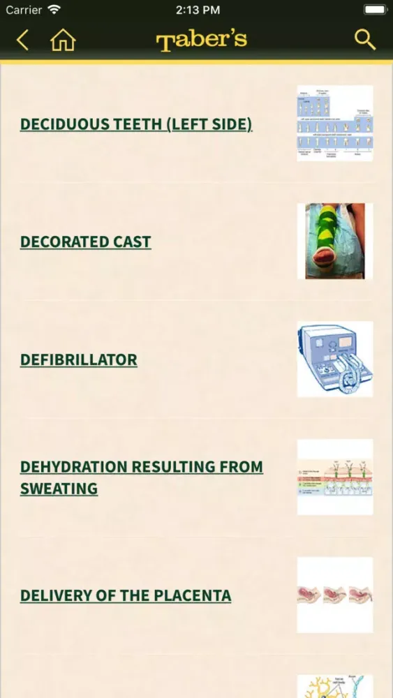 Capturas de tela do Taber's Medical Dictionary 23