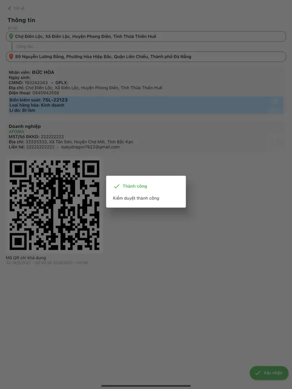 Скриншоты QRcode Xe thông hành iPad 