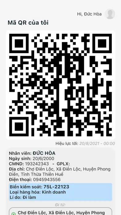 Скриншоты QRcode Xe thông hành