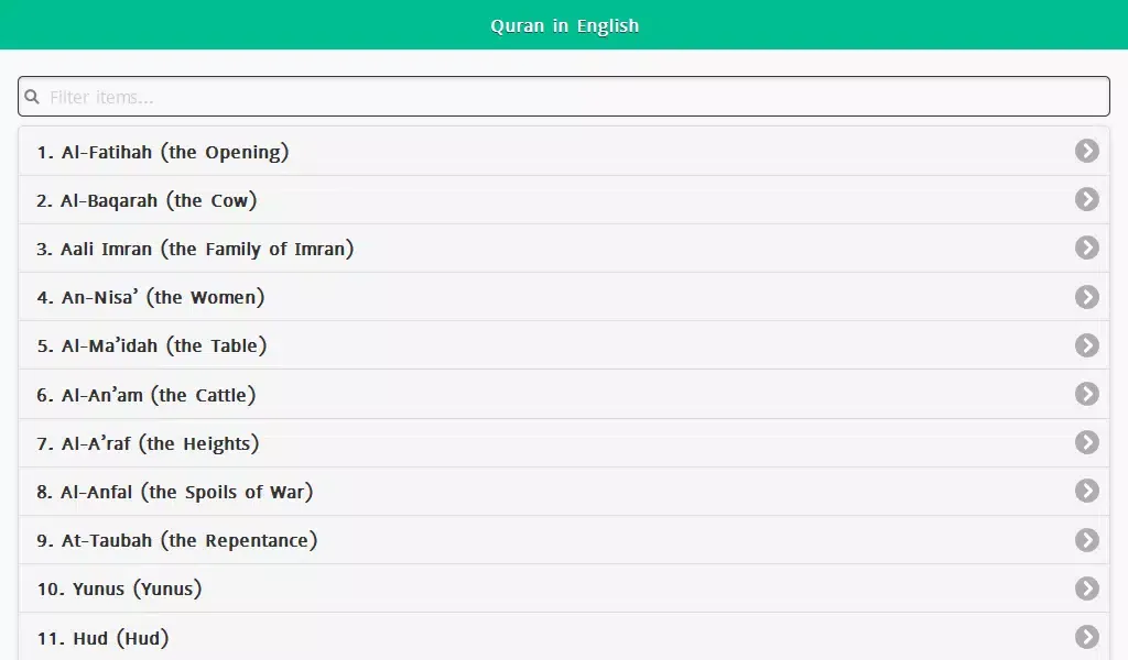 Ảnh chụp màn hình của Holy Quran in English & Arabic