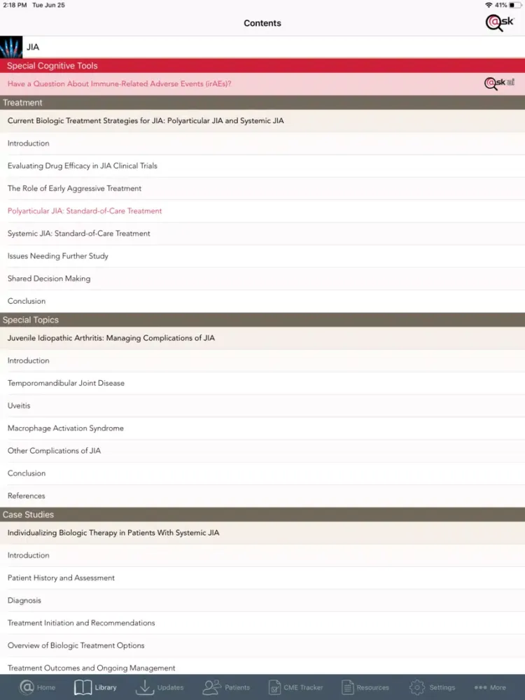 Tangkapan layar Juvenile Idiopathic Arthritis iPad 