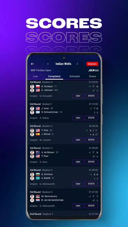 ATP WTA Live Screenshots