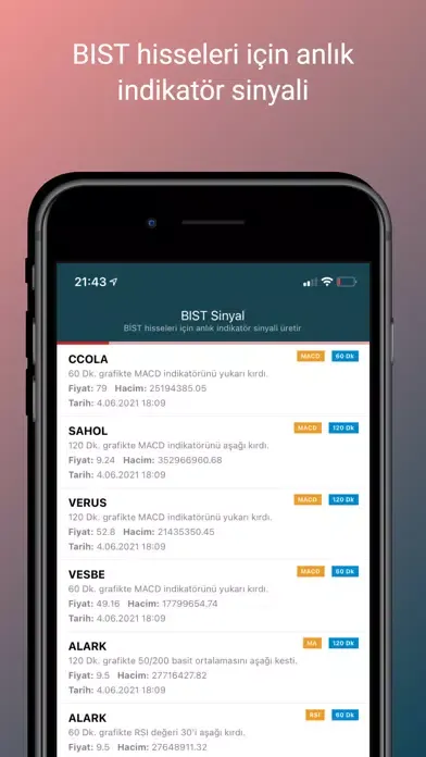 Capturas de pantalla de BIST Sinyal