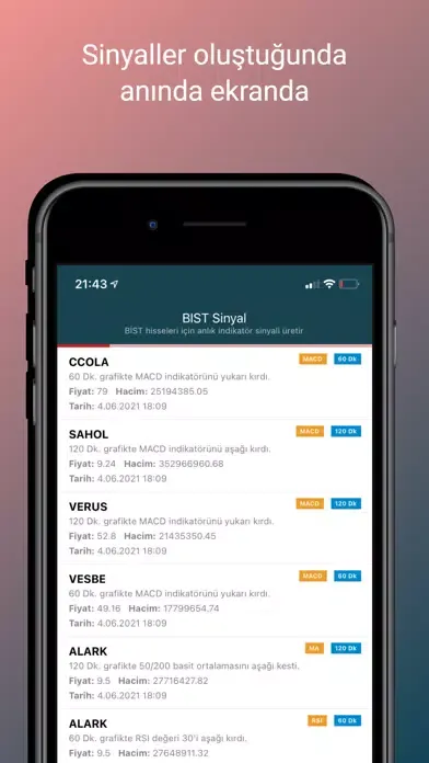 Capturas de pantalla de BIST Sinyal