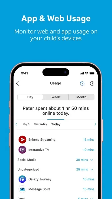 Screenshot di AT&T Secure Family® parent app