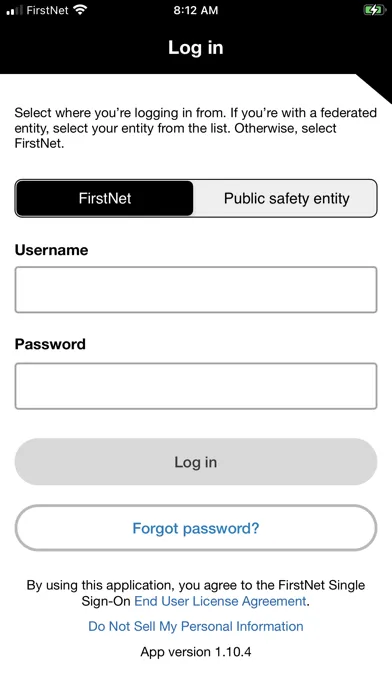 Screenshot di FirstNet Single Sign-On