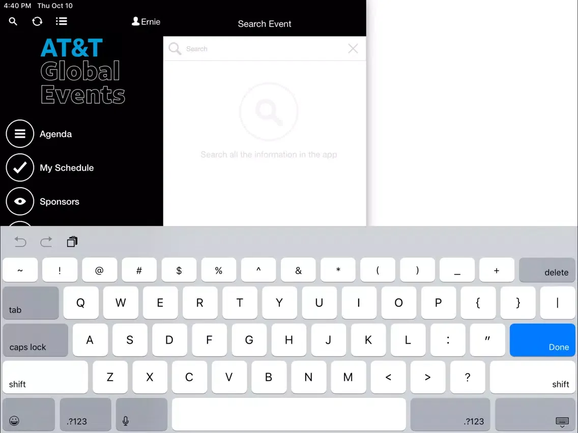 Capturas de pantalla de ATT Global Events iPad 