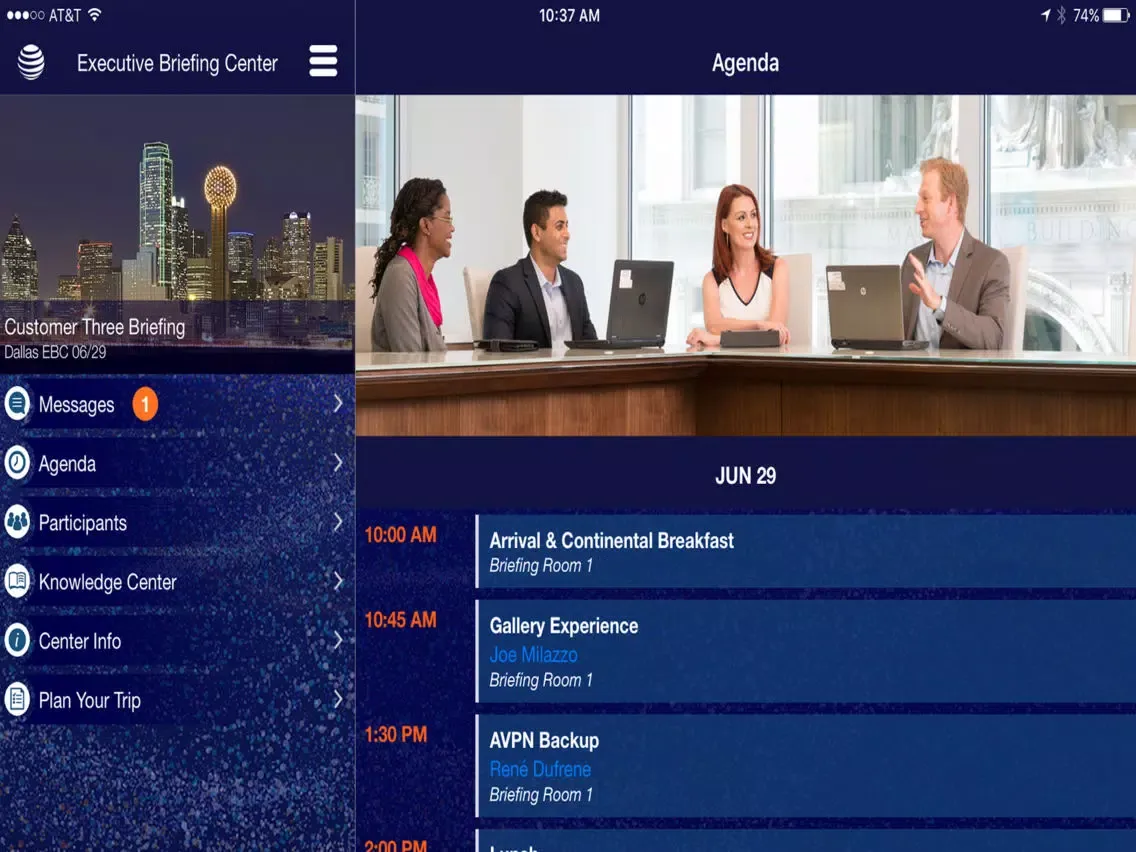 Ảnh chụp màn hình của AT&T Briefing iPad 