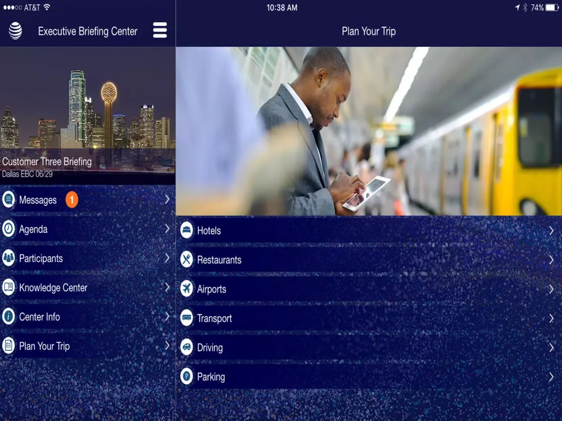 Ảnh chụp màn hình của AT&T Briefing iPad 