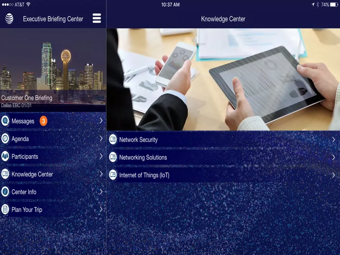Ảnh chụp màn hình của AT&T Briefing iPad 