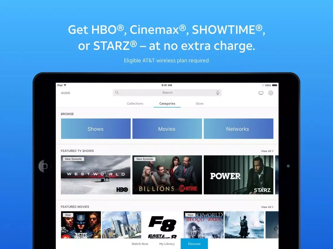 Captures d'écran de AT&T WatchTV iPad 