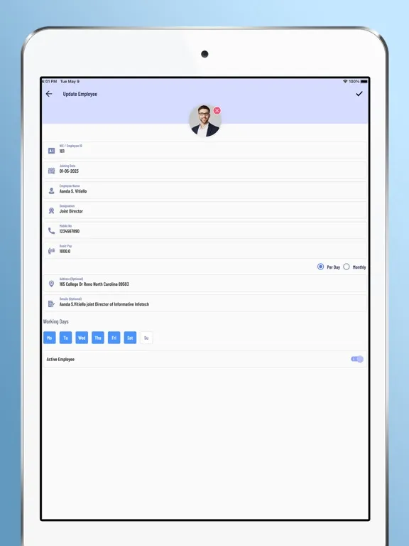 Employee Attendance System iPad  스크린샷
