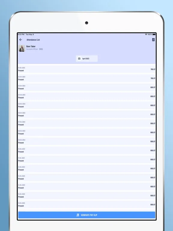 Employee Attendance System iPad  스크린샷
