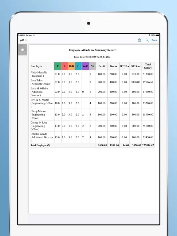 Employee Attendance System iPad  스크린샷