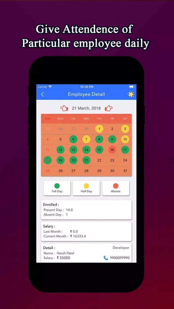 Zrzuty ekranu Attendance Management