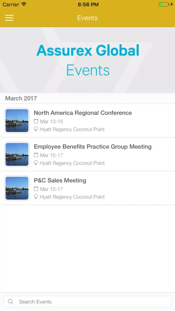 Tangkapan layar Assurex Global Events