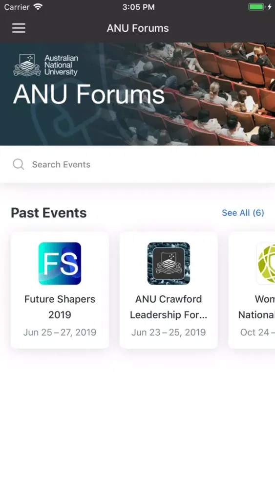 Capturas de pantalla de ANU Events