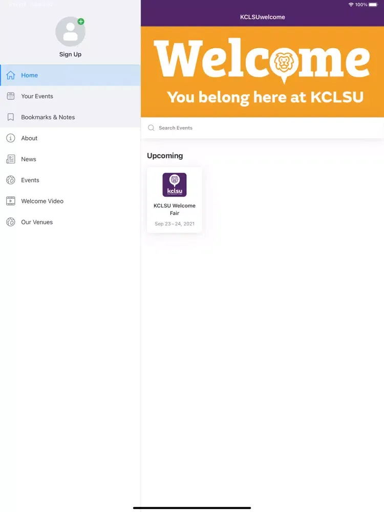 Zrzuty ekranu KCLSU Welcome iPad 