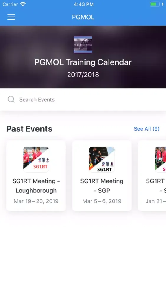 PGMOL Training Schedule App Screenshots