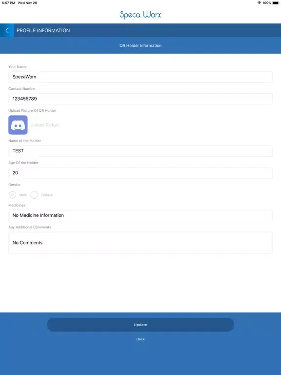Capturas de tela do Speca Worx iPad 