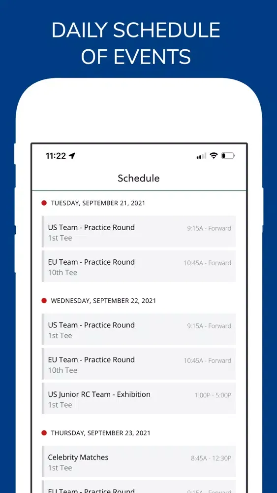 Captures d'écran de Ryder Cup On-Site Guide