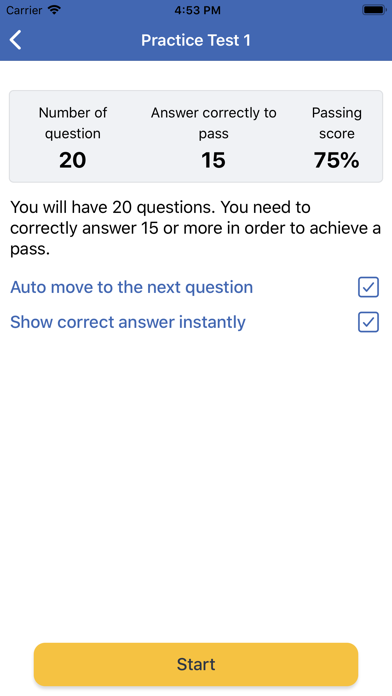 Zrzuty ekranu AU Citizenship Test