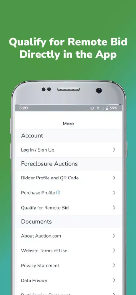 Captures d'écran de Auction.com