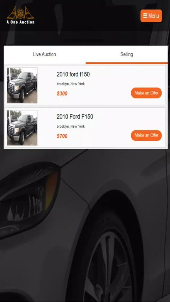 A One Auction Screenshots