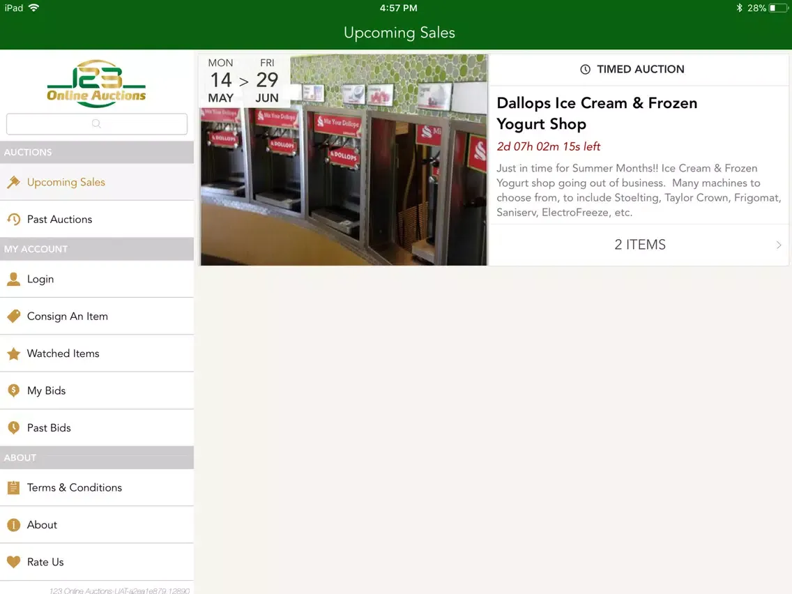 Tangkapan layar 123 Online Auctions iPad 