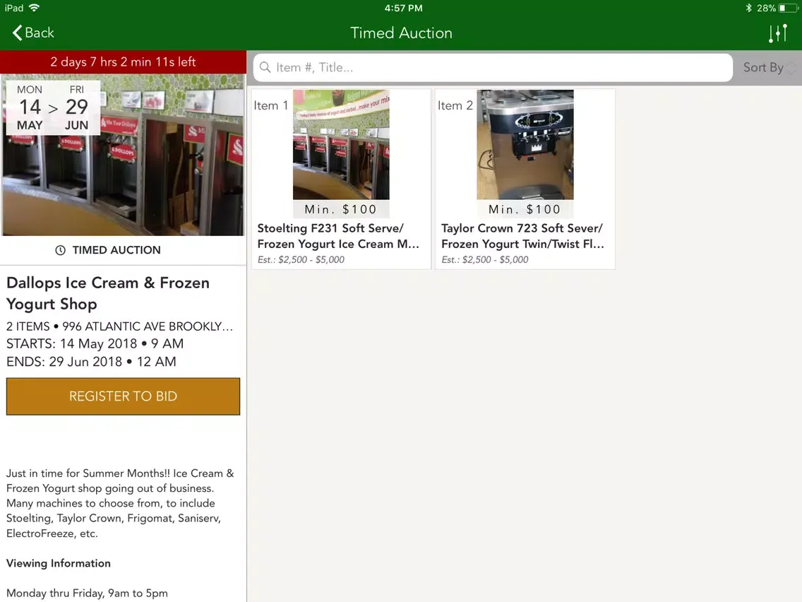 Tangkapan layar 123 Online Auctions iPad 
