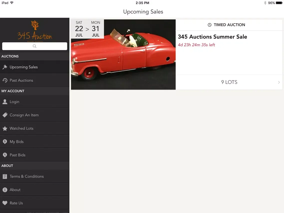 Capturas de pantalla de 345 Auction iPad 