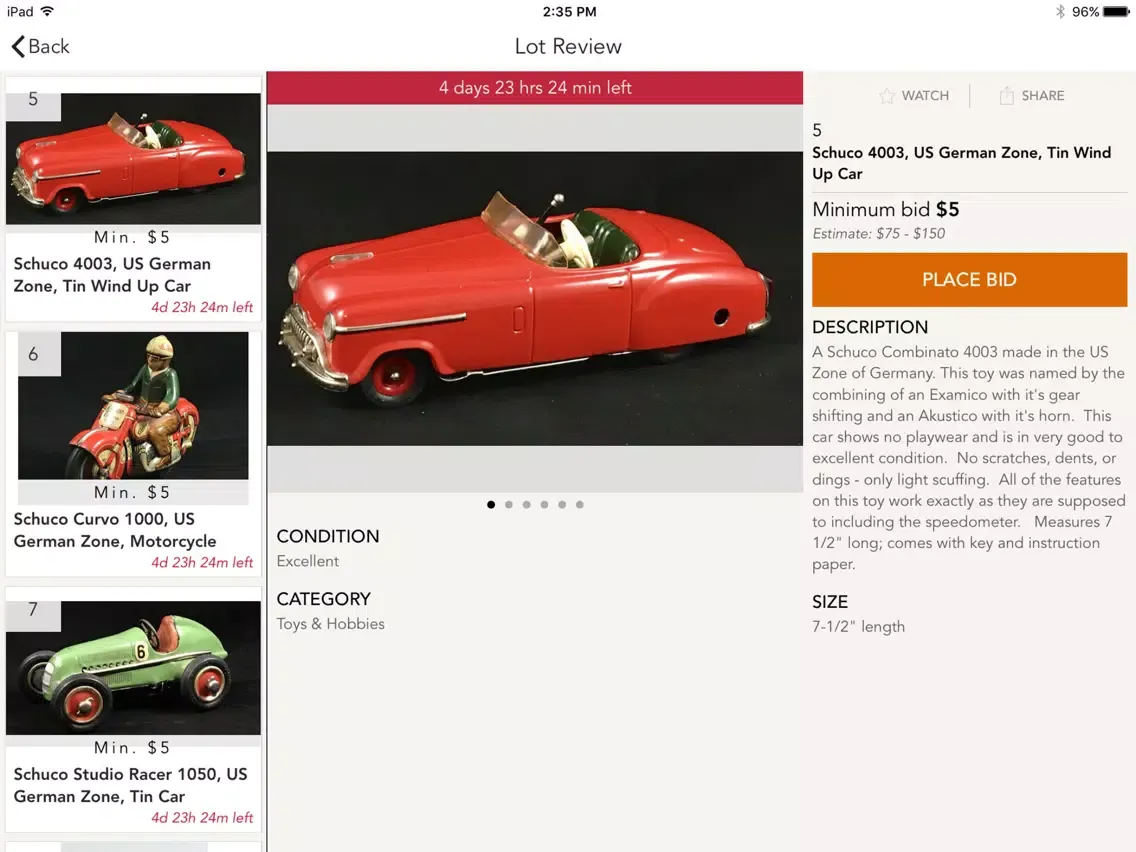 Capturas de pantalla de 345 Auction iPad 
