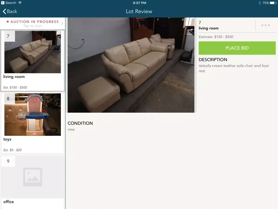 5 Points Auction iPad  Ekran Görüntüleri