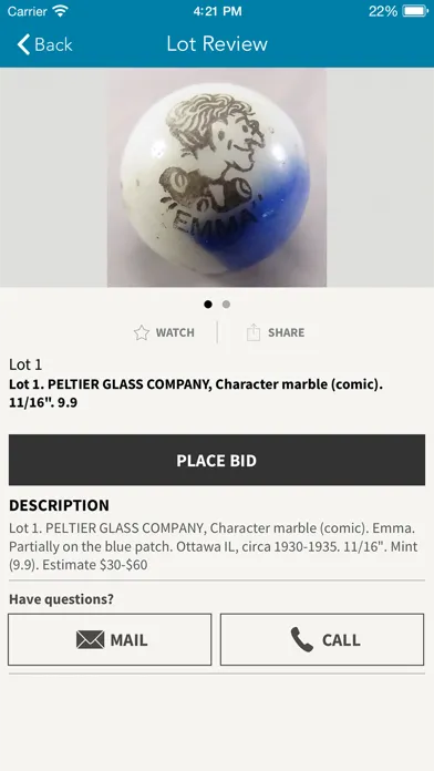 Ảnh chụp màn hình của Block's Marble Auctions