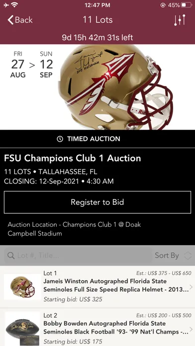 GameDay Auctions 스크린샷