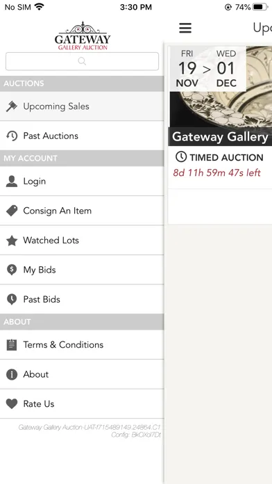 Capturas de tela do Gateway Gallery Auction