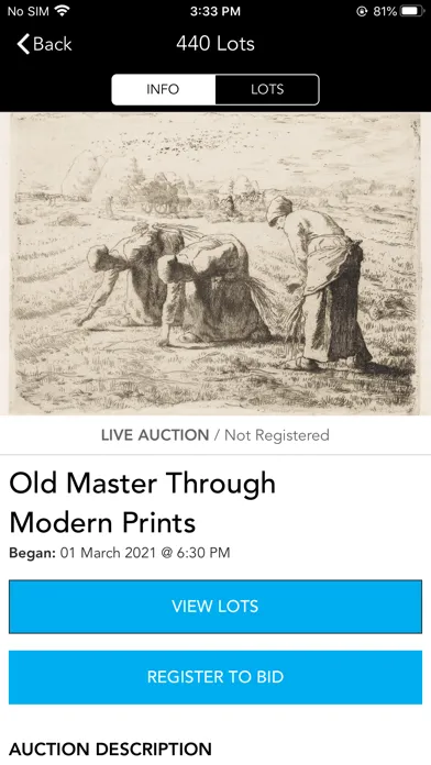 Capturas de tela do Swann Auction Galleries