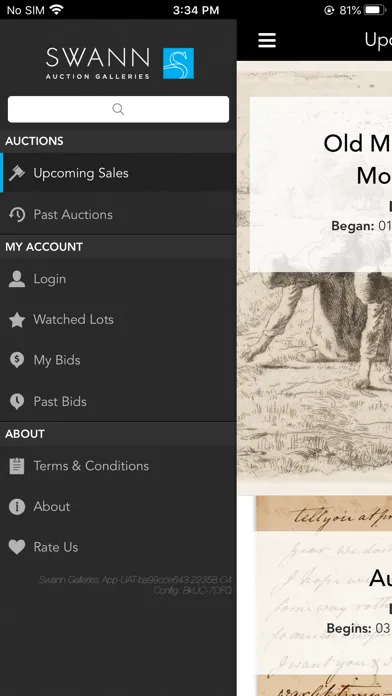 Capturas de tela do Swann Auction Galleries