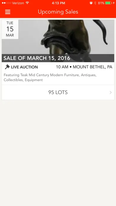 Capturas de tela do Teel Auctions Online Bidding
